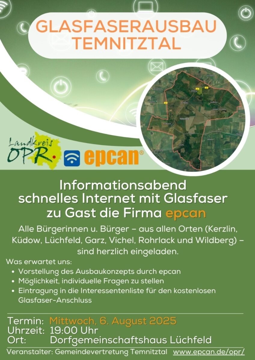 informationsveranstaltung zum thema glasfaserausbau in temnitztal